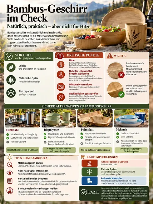 Infografik: Bambus-Geschirr im Check für Camping-Geschirr.