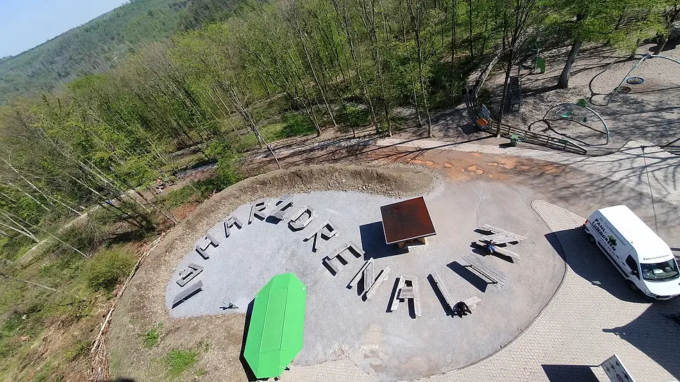 Luftaufnahme von "Harzliche Willkommen" im Harz, Sachsen-Anhalt.