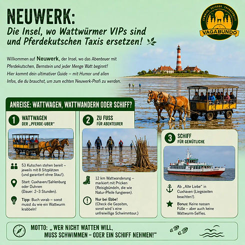 Infos zu Neuwerk: Wattwagen, Wattwandern und Schiffstouren.