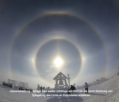 Halo Rinre Schneelandschaft mit Menschen im Winter mit verschneiter Glocke und Plattform