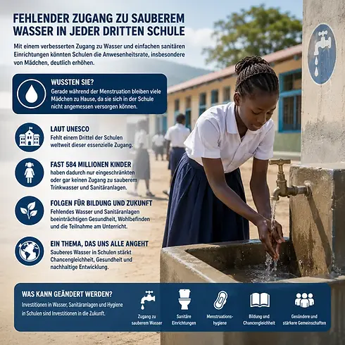 Mädchen an Wasserstelle: Fehlender Zugang in Schulen.