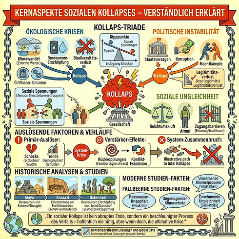 Infografik: Kernaspekte des sozialen Kollapses und Krisenzeiten