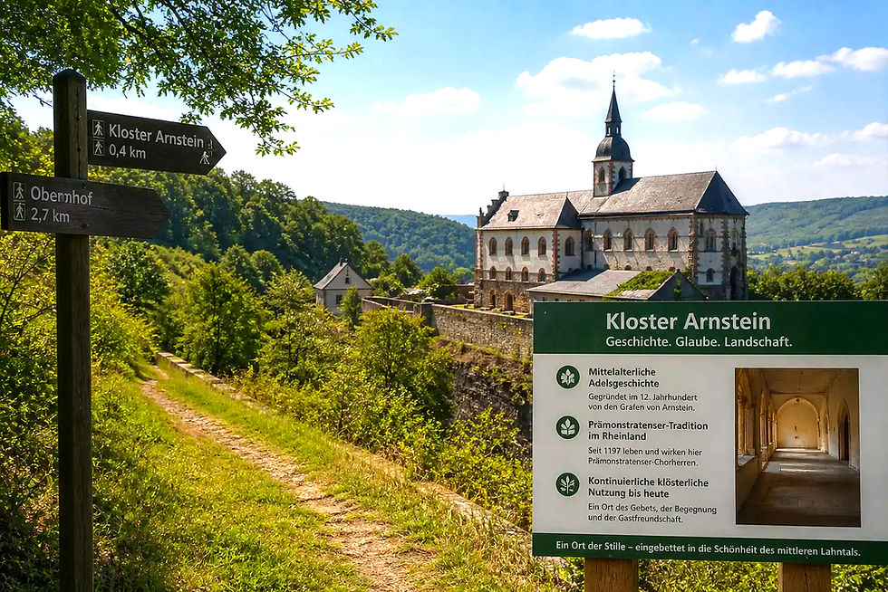 Kloster Arnstein und Wanderweg im Naturpark Nassau
