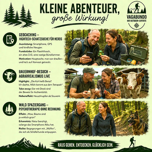 Mikroabenteuer Ideen: Geocaching, Bauernhof und Waldspaziergänge
