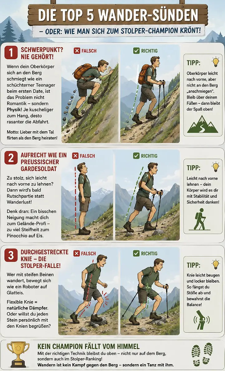 Top 5 Wander-Sünden und richtige Gehtechnik beim Wandern