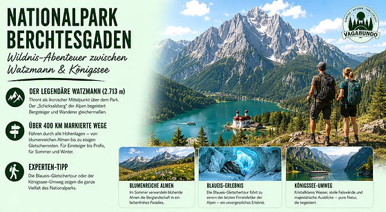 Wandern im Nationalpark Berchtesgaden mit Blick auf Watzmann