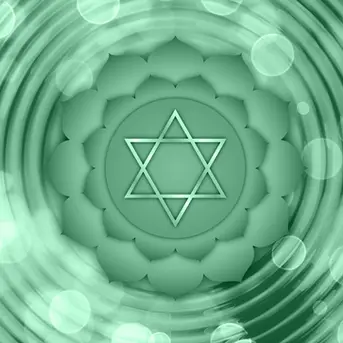 Herzchakra, Sitz: Brustraum, Element: Luft, Sinn: Tastsinn, Farbe: Grün, Silbe/Buchstabe: Yam/A - verbunden mit allen emotionalen Themen. Stichworte: Liebe, Mitgefühl, Trauer, Schmerz, Hingabe, Wut, Hass, Freude