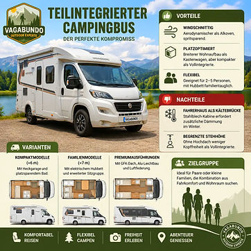 Teilintegrierter Campingbus Infografik für Stellplätze in Europa