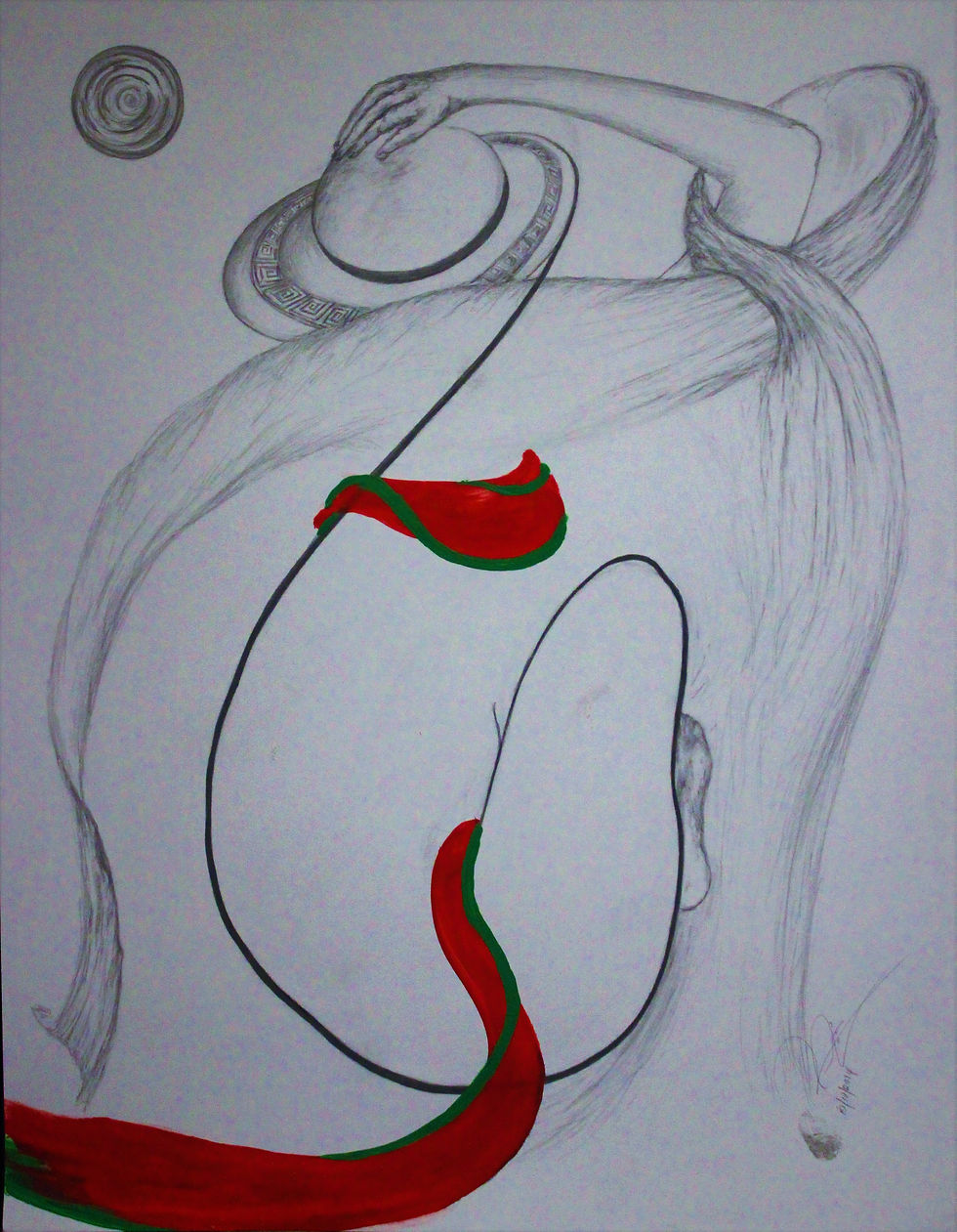 Modeling, Green and Red Scarf ©