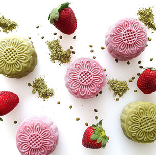 Strawberry and Green Tea Mung Bean Snow Skin Mooncake
