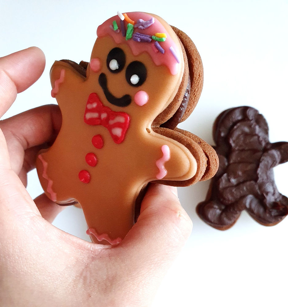 Chocolate Gingerbread Man Cookie Sandwich