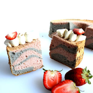 Strawberry and Black Sesame Chiffon Sponge