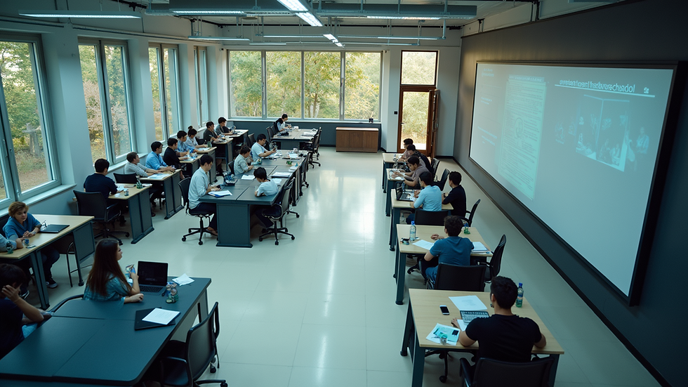 High angle view of a local training center focused on tech education