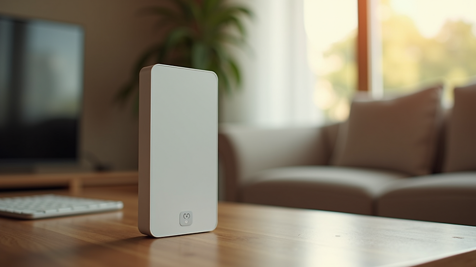 Eye-level view of a mobile hotspot device in a home setting