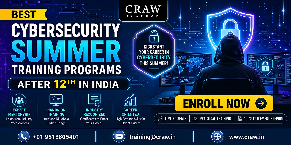 Best Cybersecurity Summer Training internship Program After 12th in India