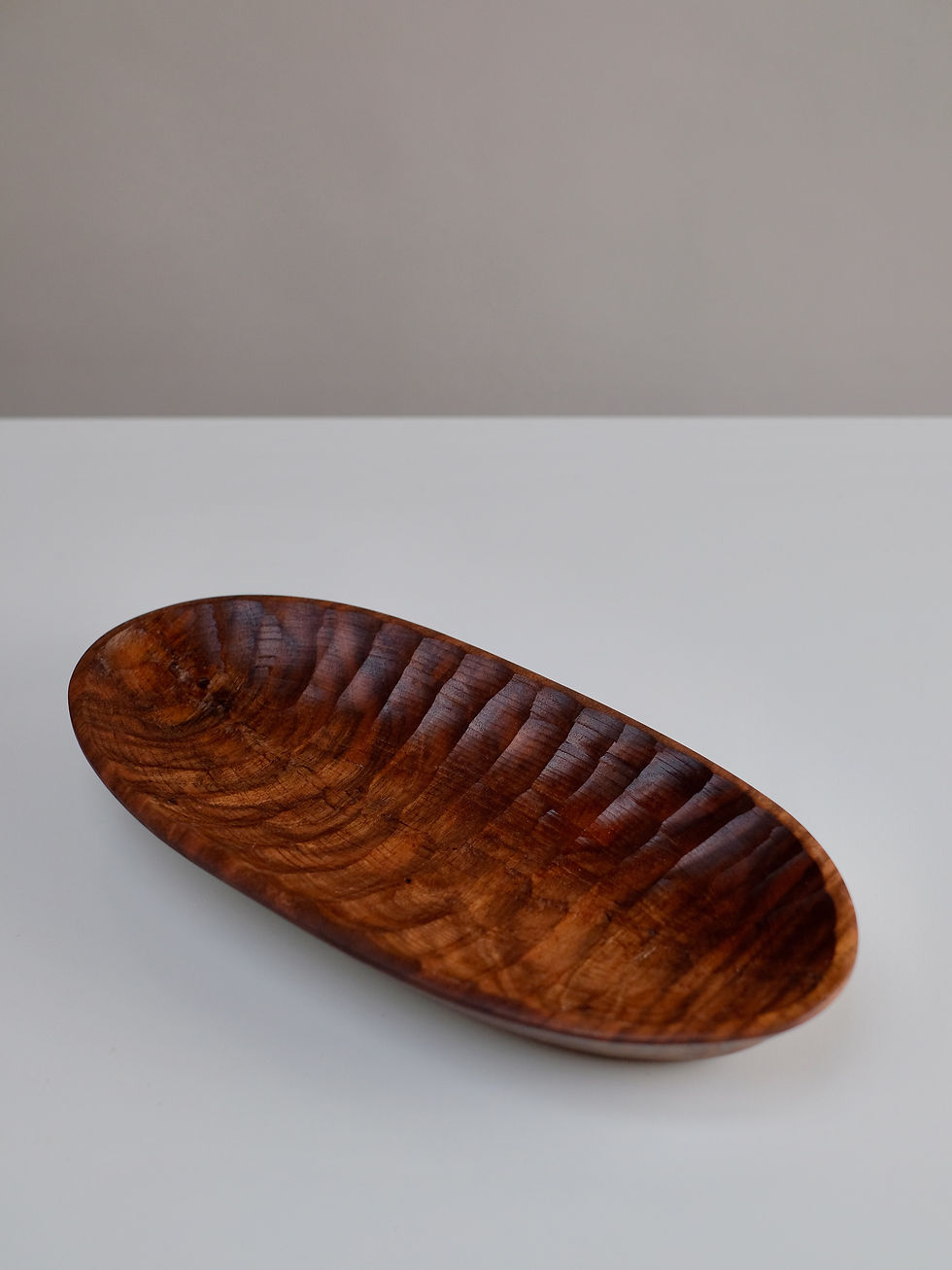Thumbnail: 2640 - Unique hand carved walnut dish