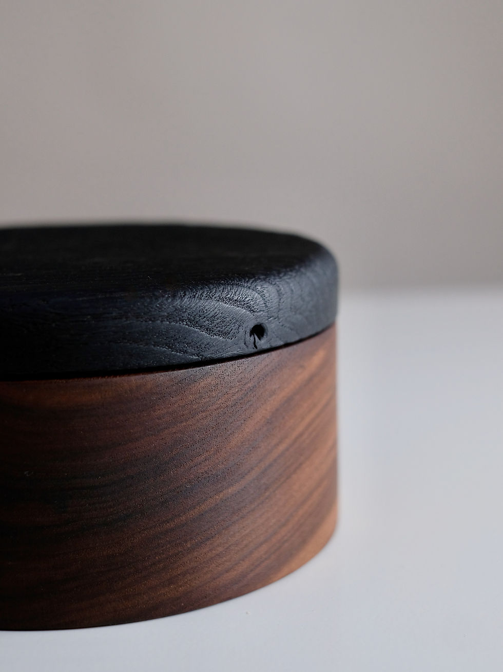 Thumbnail: 2619-2620 - Large walnut box with yakisugi lid