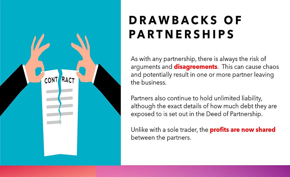 Thumbnail: Hand tearing contract; Drawbacks of Partnerships; disagreements, profits