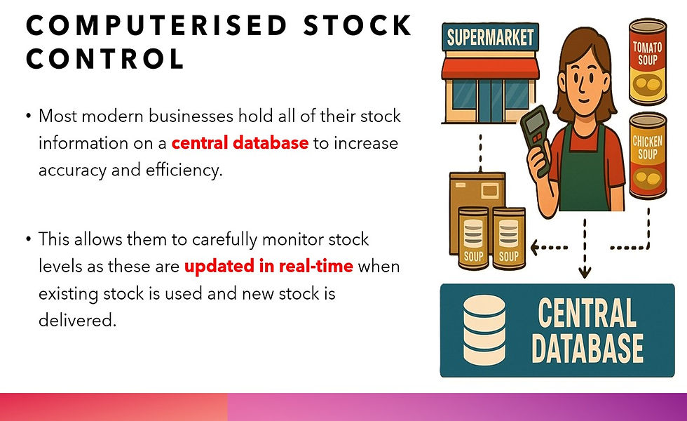 Thumbnail: Computerised stock control: Supermarket tracks stock via central database for efficiency