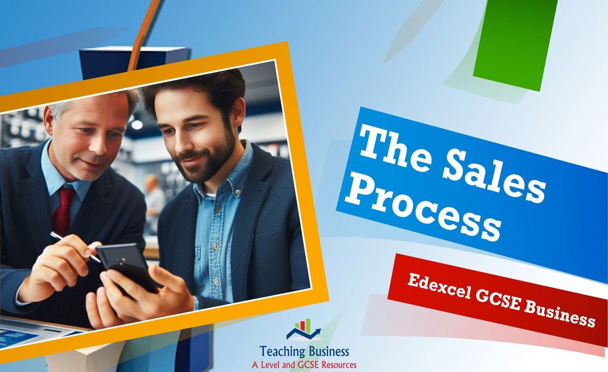 Men review sales process on phone; Edexcel GCSE Business