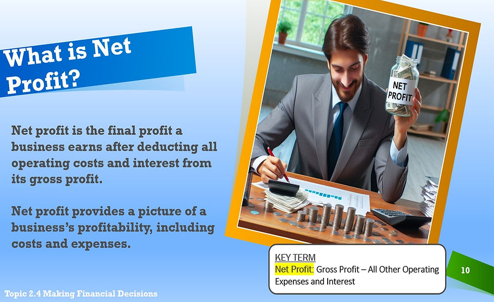 Thumbnail: Businessman calculating net profit, deducting expenses and interest