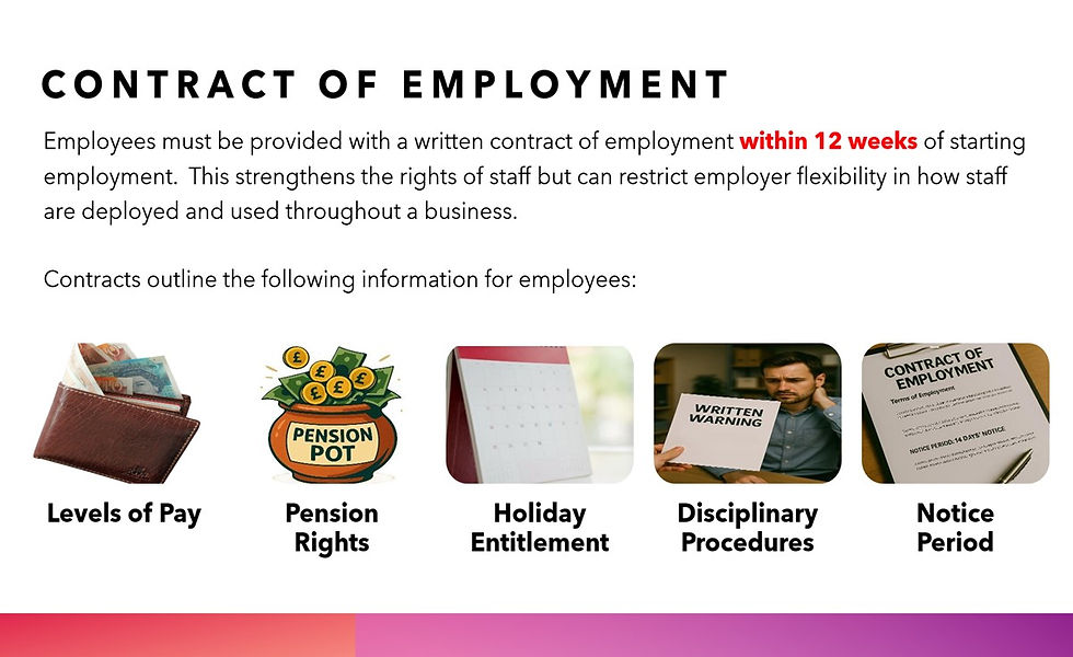 Thumbnail: Employment contract details: Pension Rights, Holiday Entitlement, Disciplinary Procedures