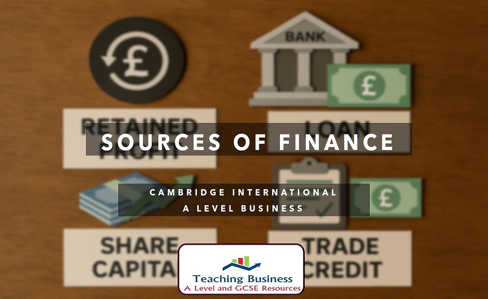CAIE (9609) Business - 5.2 Sources of Finance
