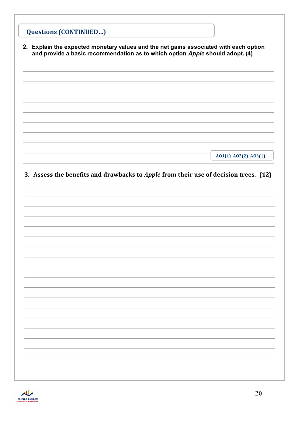 Thumbnail: Edexcel Workbook (Mini Case Studies) 2025 — A Level Business (SEND-Friendly)