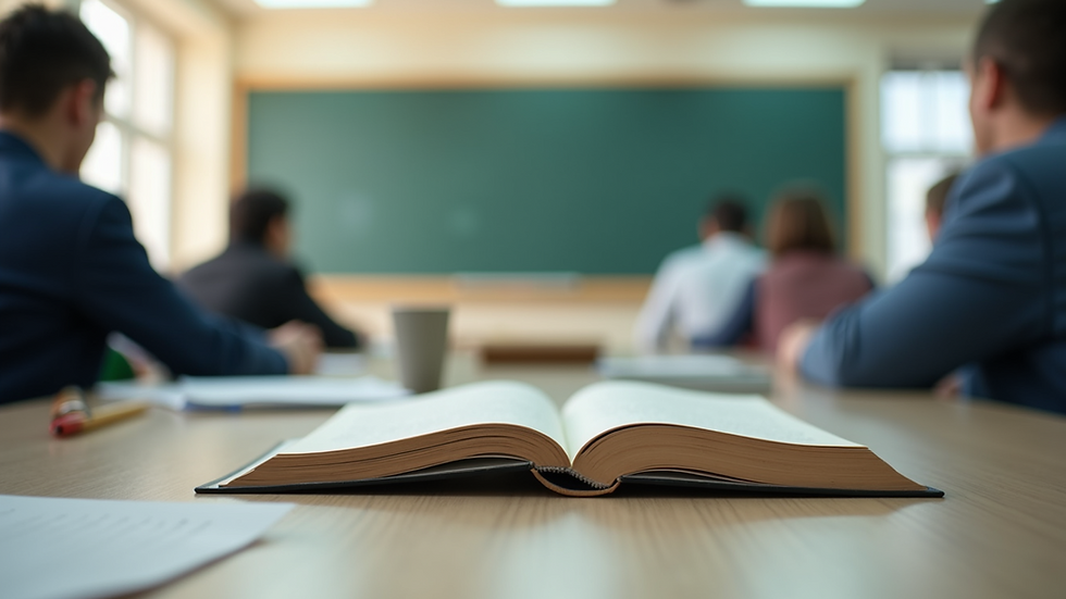 Eye-level view of a classroom setting with learning materials