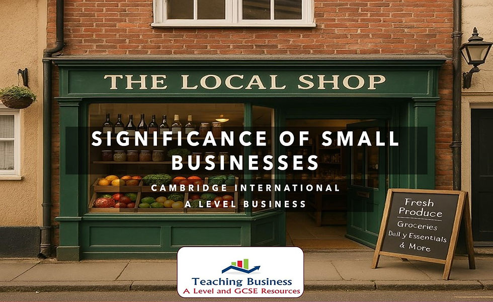 The Local Shop: Significance of Small Businesses, Cambridge International A Level Business, Teaching Business