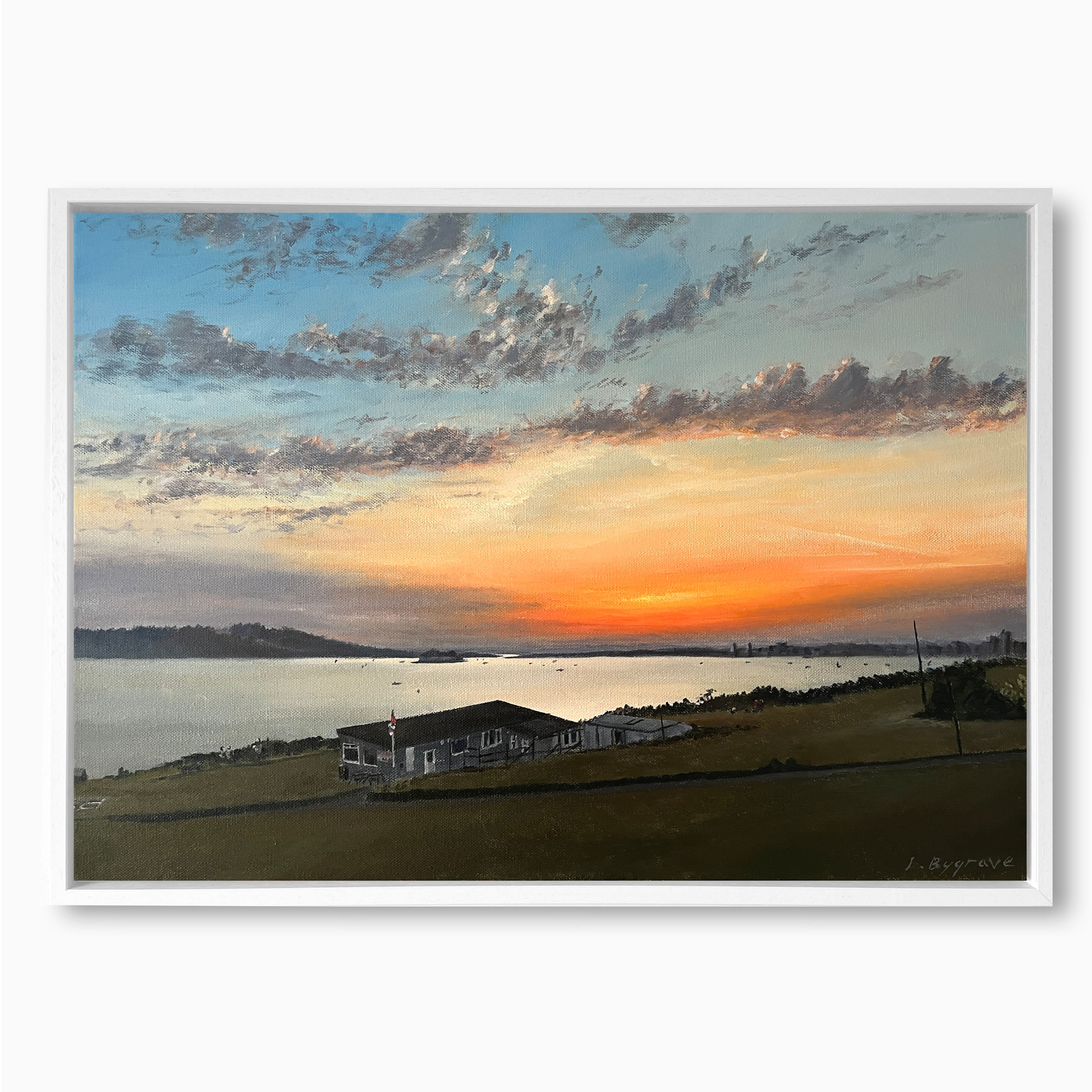 Jennycliff Sunset Painting. Original oil painting by Josh Bygrave. Plymouth, UK