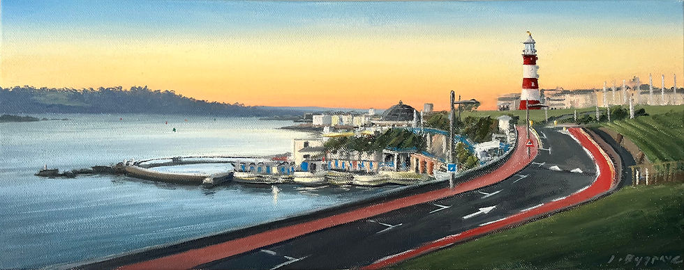 Thumbnail: Plymouth Sunset Original Oil Painting by Josh Bygrave
