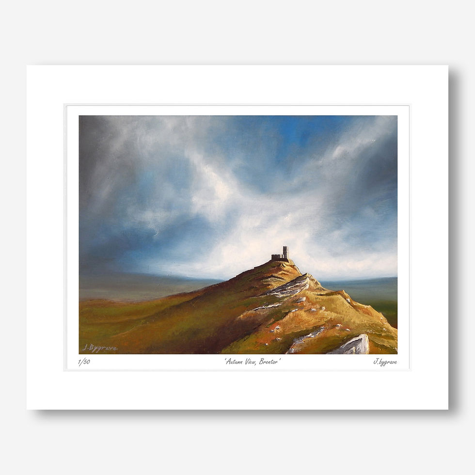 Thumbnail: Fine art print of Brentor Church on Dartmoor. Featuring a moody sky. Limited edition print by Josh Bygrave