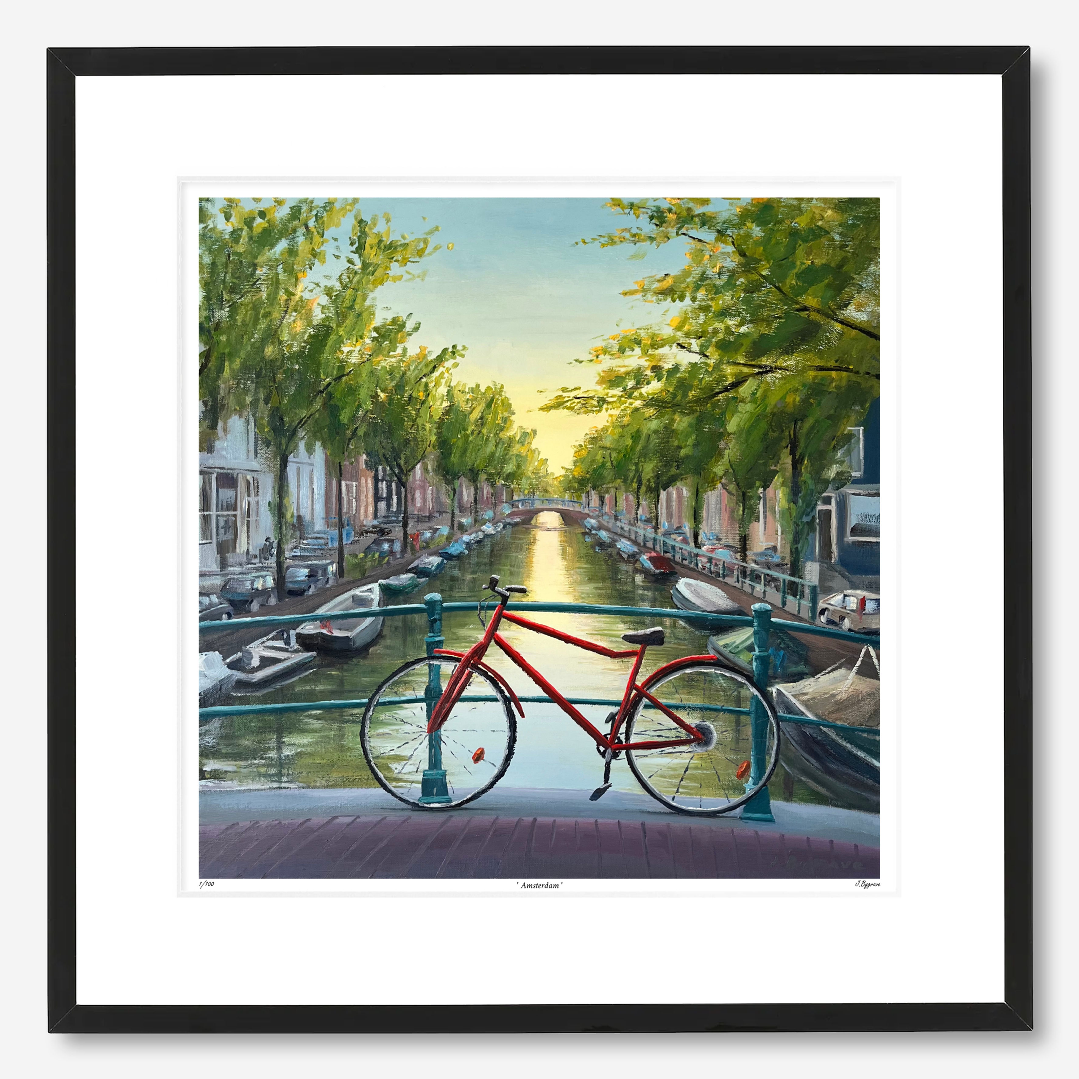 Fine Art print of an Amsterdam canal in the Netherlands. Limited edition fine art print by Josh Bygrave