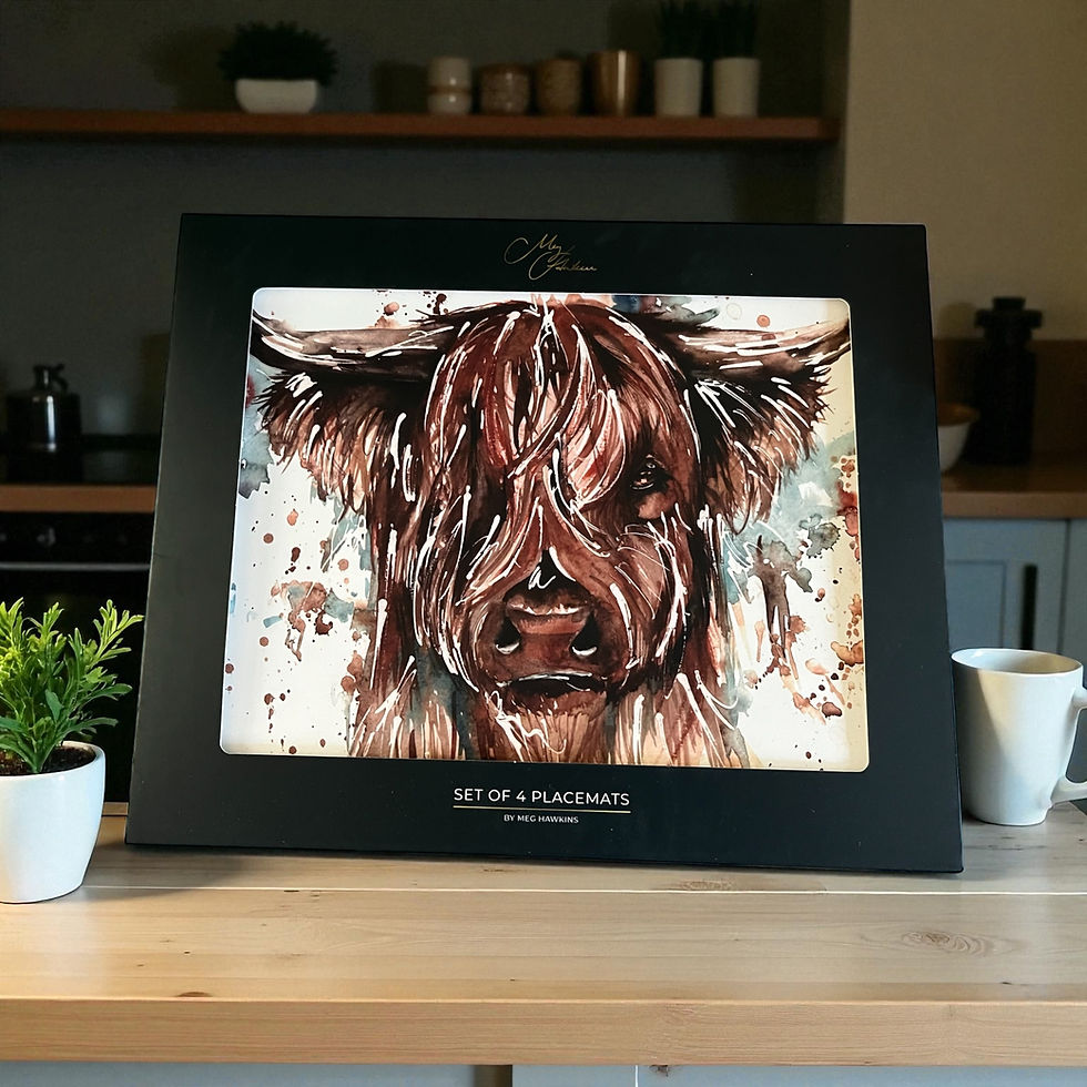 Thumbnail: The Hebrides’ Highland Cow Placemats – Set of 4