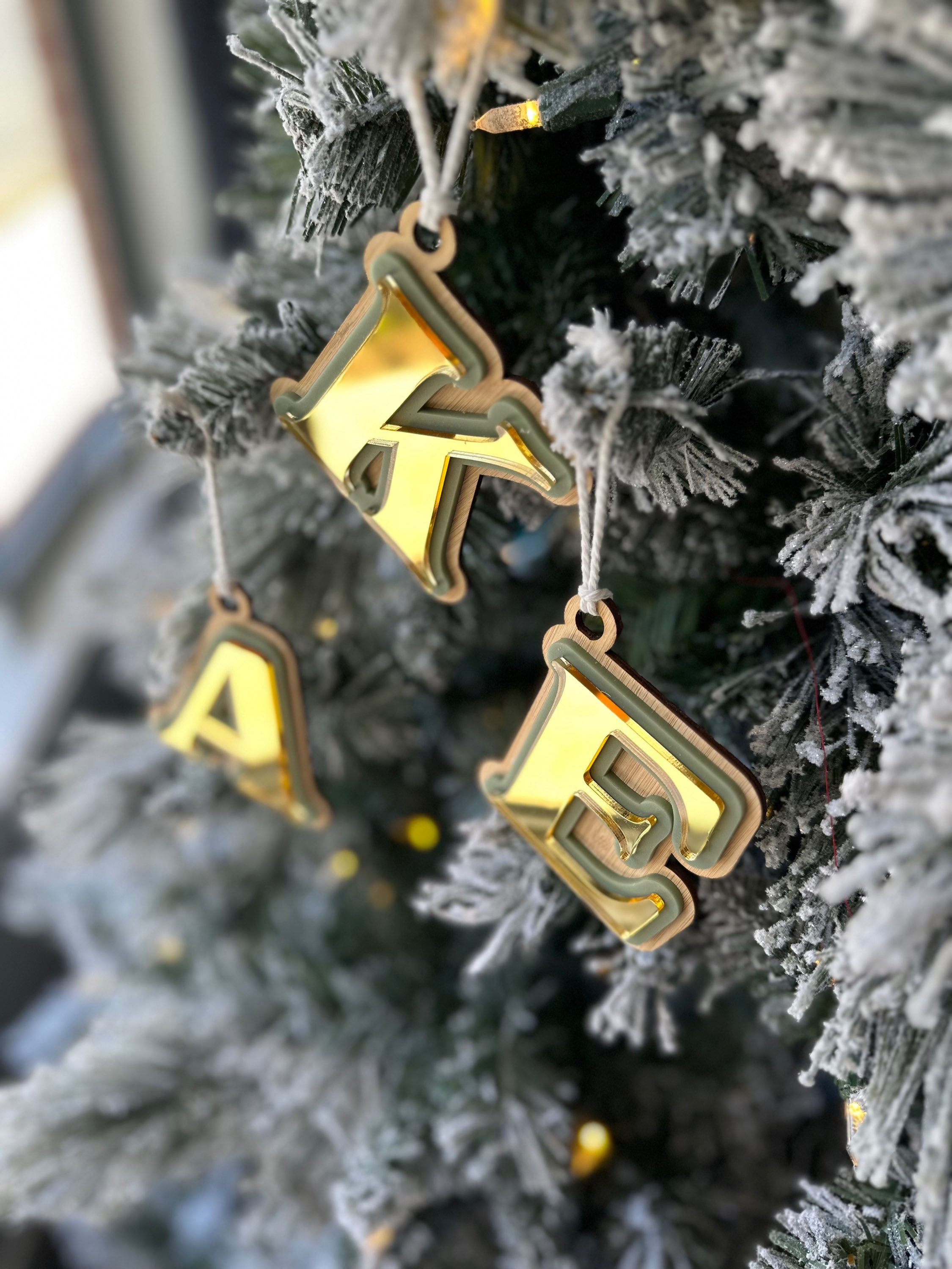 Triple layer name ornament 