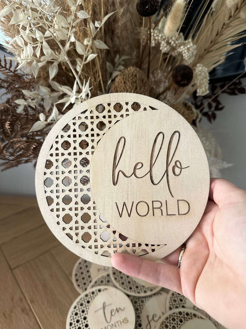 Thumbnail: Rattan moon engraved milestone discs 