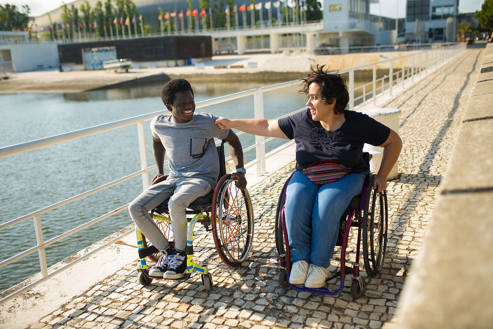 merry-biracial-couple-having-walk-summer-day-african-american-man-caucasian-woman-wheelcha