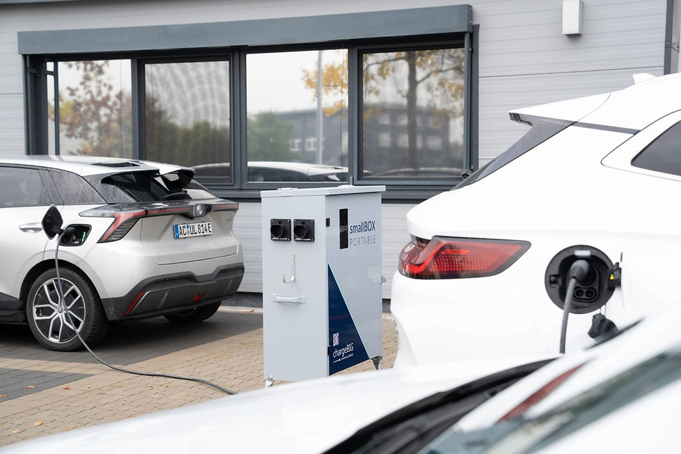 smallBOX PORTABLE auf Parkplatz lädt EAutos