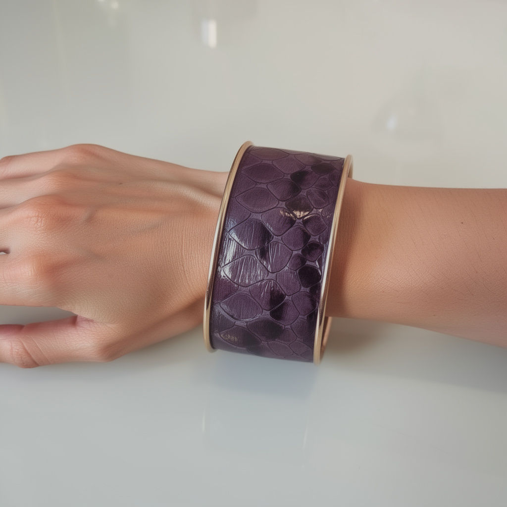 Bracelet manchette peau de phyton véritable