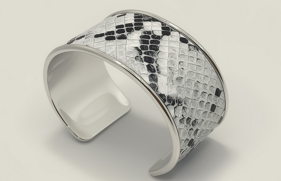 Miniature : Bracelet manchette motif serpent  noir et blanc