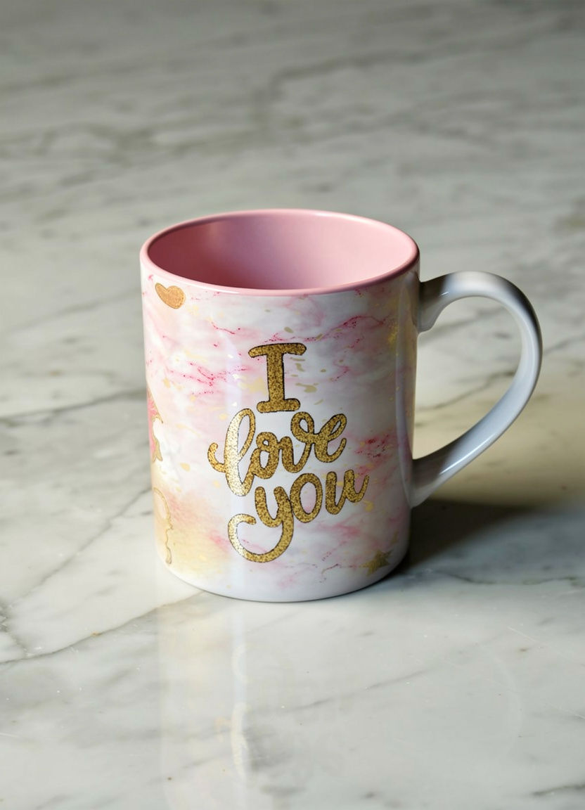 Mug marbré rose blanc