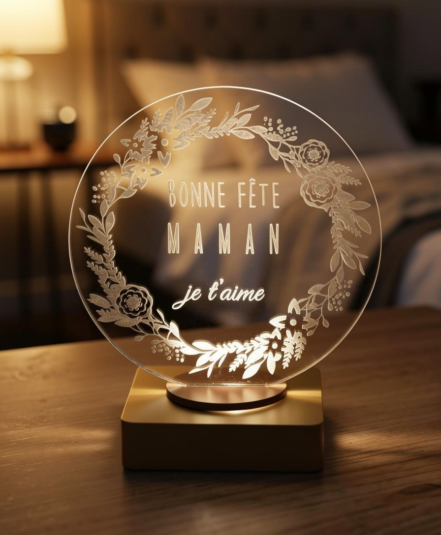 Miniature : Lampe led gravure "Bonne fête Maman"