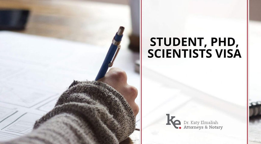 Elmaliah Law firm Student PhD Scientists Visa