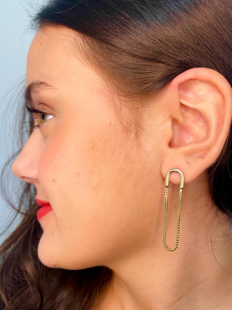 Miniatura: Brinco Feminino Fio Banhado a Ouro Estilo Blogueira Leve Top