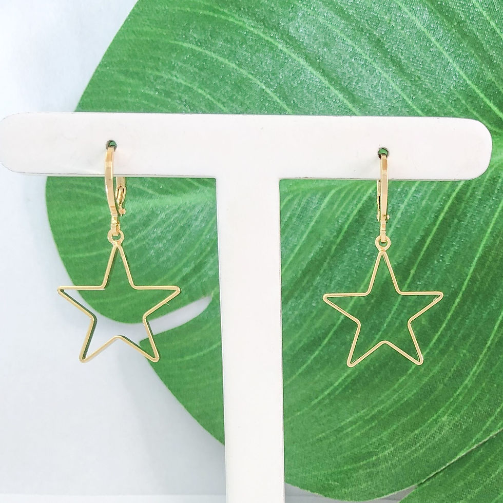 Miniatura: Brinco Argola Feminino Pingente Estrela Banhado Blogueira