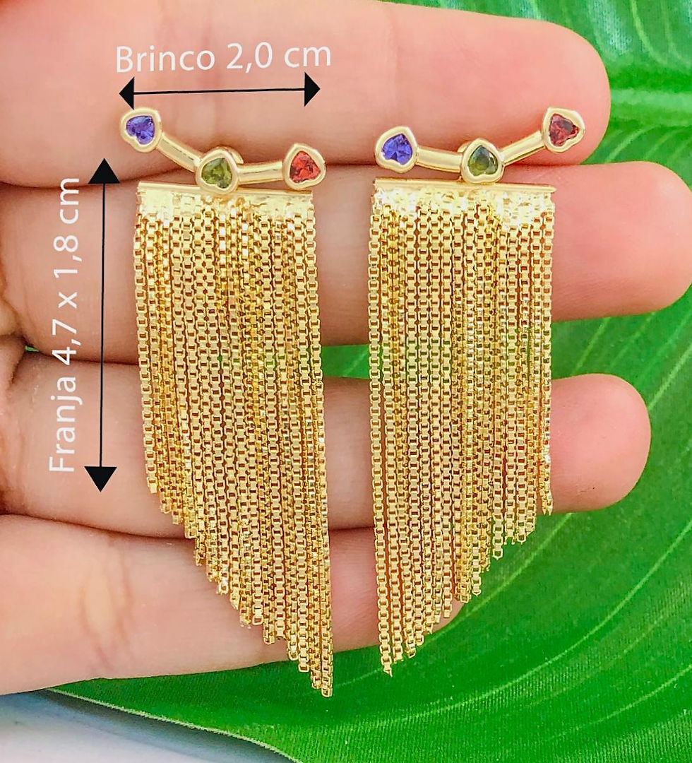 Miniatura: Brinco Ear Cuff Franja Blogueira Feminino Dourado Zircônia