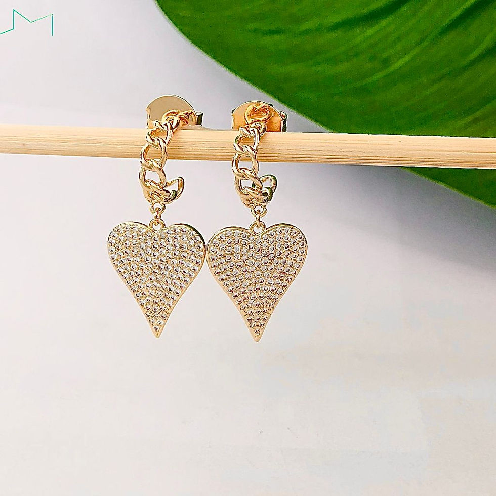 Miniatura: Brinco Feminino Argola com Pingente Coração Banhado a ouro