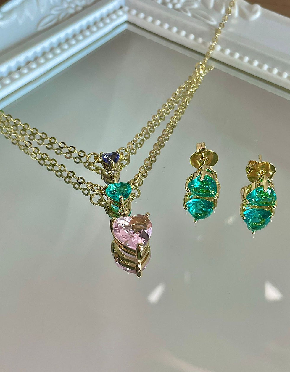 Miniatura: Conjunto Feminino Festa Cravejado Pedra Zircônia Semijoia