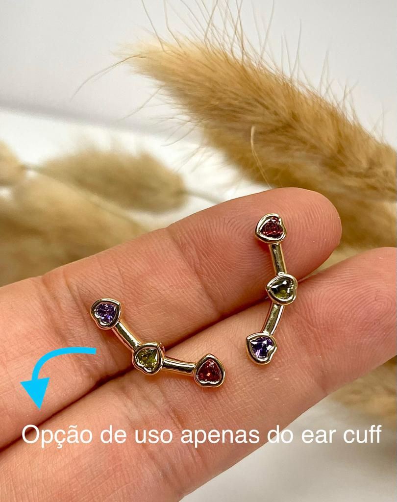 Miniatura: Brinco Ear Cuff Franja Blogueira Feminino Dourado Zircônia